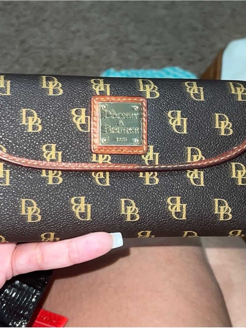 Dooney & Bourke Brown and Tan Signature Continental Wallet